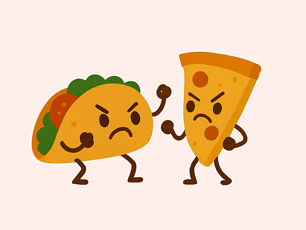 Taco vs Pizza illustration